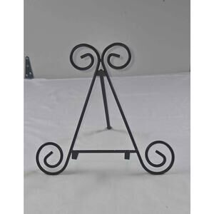 Black Wrought Iron Display Easel Stand – 12" Scroll Tabletop